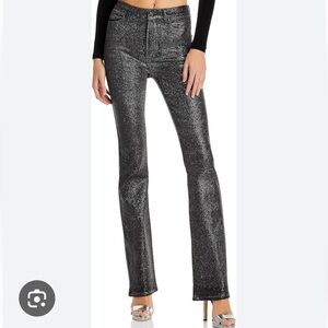 PAIGE Manhattan High Rise Manhattan Boot Black/Silver Glitter luxe Jeans NWT